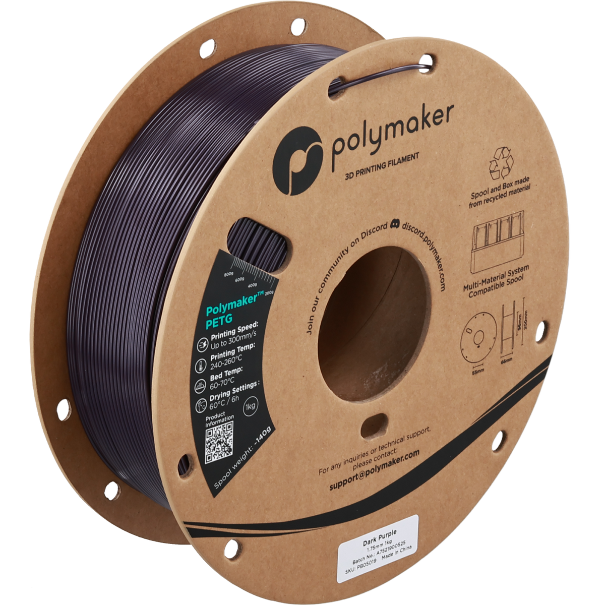 Polymaker PETG Musta, 1,75 mm / 1000 g